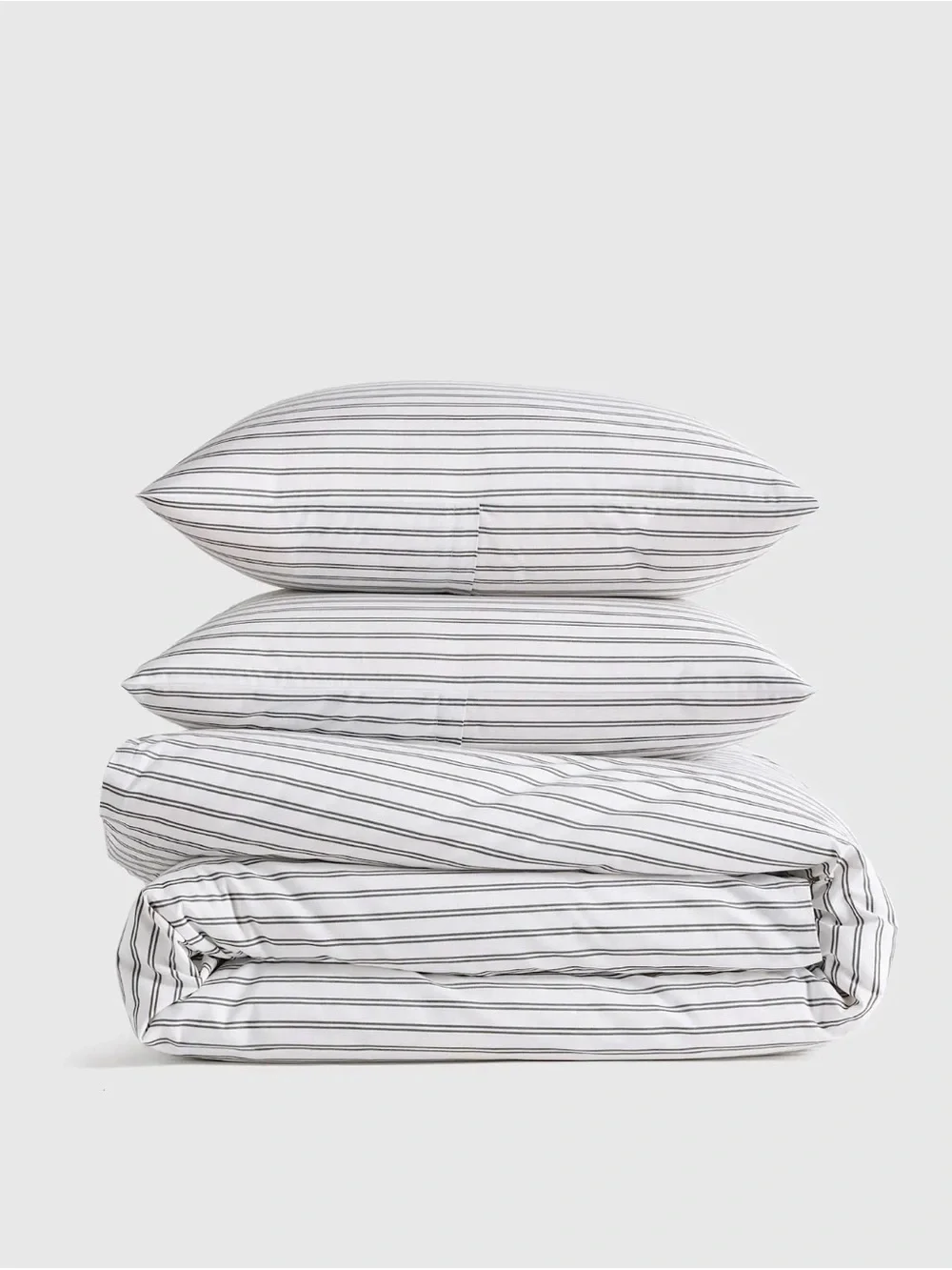 Quince Organic Crisp Percale Double Stripe Fitted Sheet Set